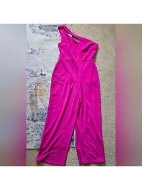 Crystal Sky Hot Pink One-Shoulder Wide Leg Jumpsuit Size M